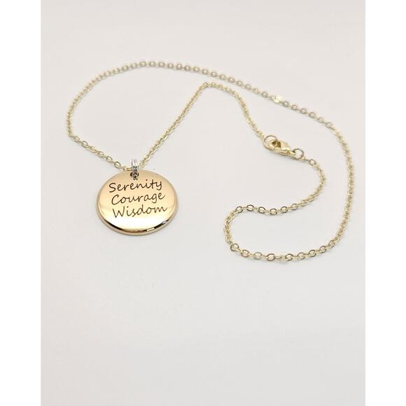 Serenity Prayer Necklace Courage Wisdom 12 Step AA NA Recovery Gold-Plated - Picture 3 of 6